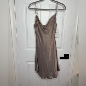 Zara Satin Taupe Dress